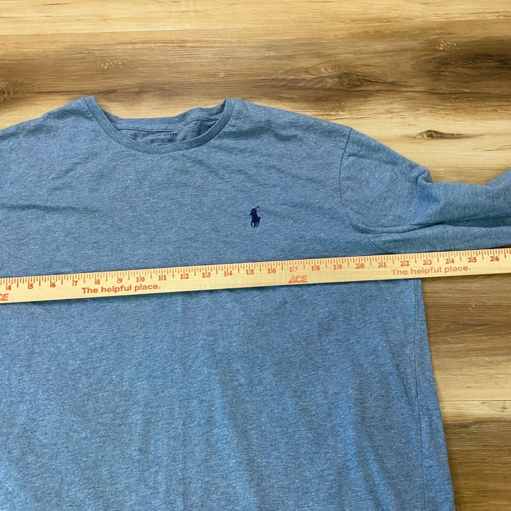 Polo Ralph Lauren Long Sleeve Shirt XL Blue Heather Cotton Crew Neck Tee